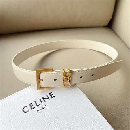 Ce**e teen triomphe belt 30mm calfskin gold tone buckle white