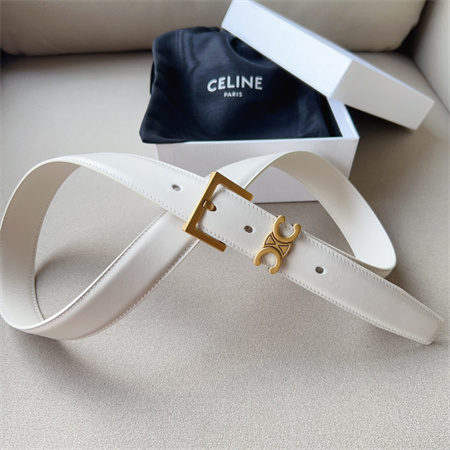 Ce**e teen triomphe belt 30mm calfskin gold tone buckle white