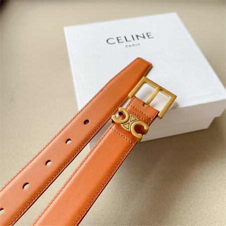 Ce**e teen triomphe belt 30mm calfskin gold tone buckle brown