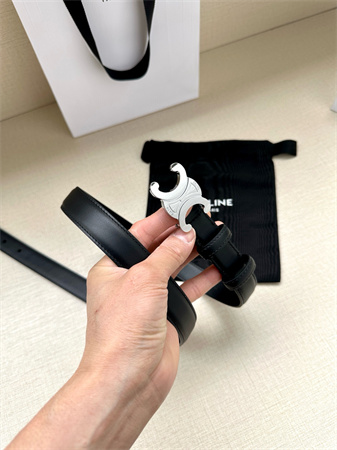 Ce**e teen triomphe belt 25mm calfskin silver tone buckle black