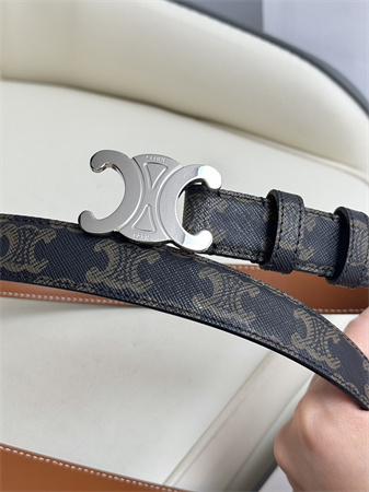 Ce**e triomphe belt 25mm in black triomphe canvas silver tone buckle