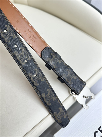 Ce**e triomphe belt 25mm in black triomphe canvas silver tone buckle