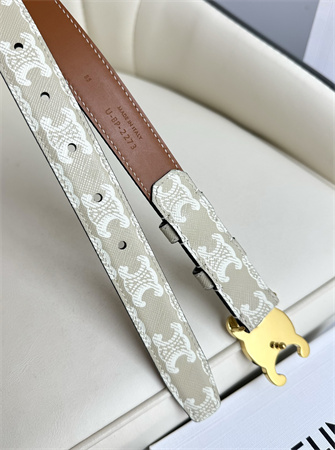 Ce**e triomphe belt 25mm in white triomphe canvas gold tone buckle