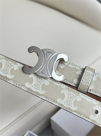 Ce**e triomphe belt 25mm in white triomphe canvas silver tone buckle