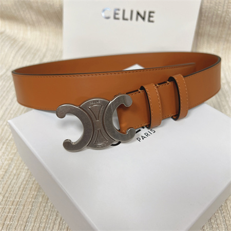 Ce**e triomphe belt 25mm in calfskin silver tone buckle brown