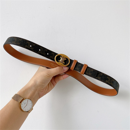 Ce**e triomphe belt 25mm in triomphe canvas gold tone buckle black/brown