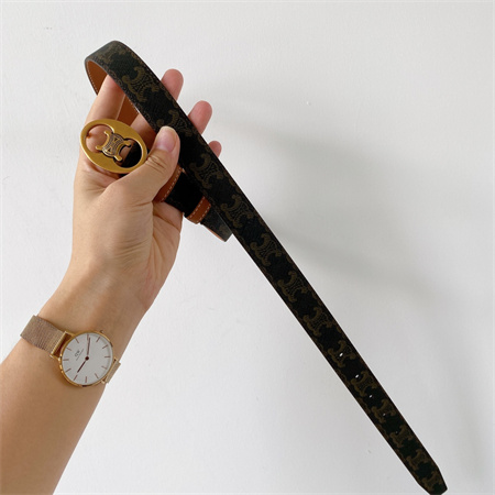 Ce**e triomphe belt 25mm in triomphe canvas gold tone buckle black/brown