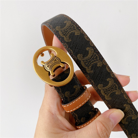 Ce**e triomphe belt 25mm in triomphe canvas gold tone buckle black/brown