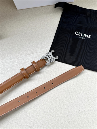 Ce**e triomphe belt 25mm in calfskin aged silver tone buckle brown