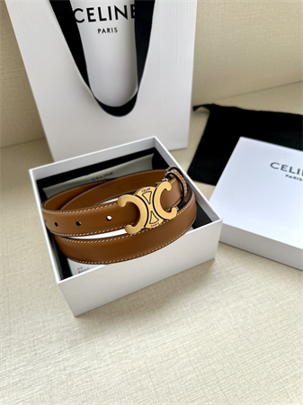 Ce**e triomphe belt 25mm in calfskin aged gold tone buckle brown