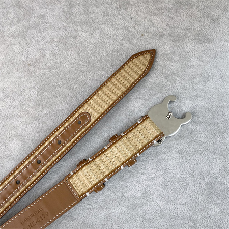 Ce**e triomphe belt 25mm in calfskin and raffia silver tone buckle brown