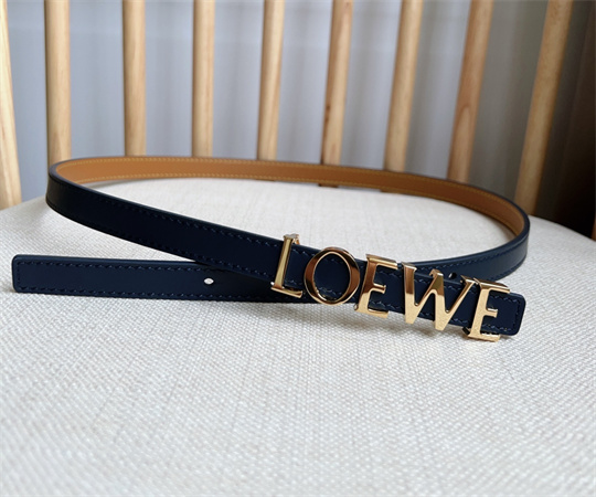 L0ew* belt in smooth calfskin 15mm gold hardware blue/brown