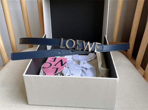 L0ew* belt in smooth calfskin 15mm silver hardware blue/brown