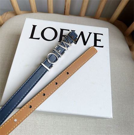 L0ew* belt in smooth calfskin 15mm silver hardware blue/brown