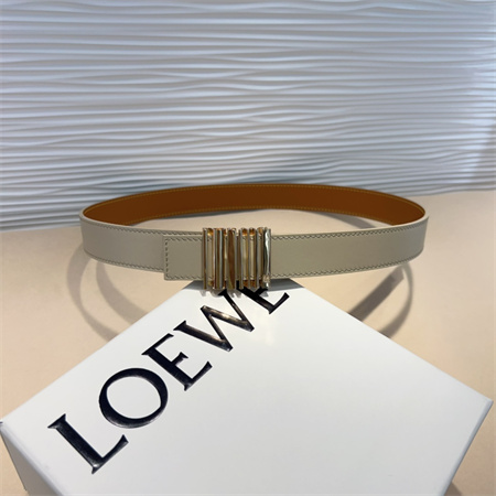 L0ew* belt in calfskin 28mm gold hardware cream/brown
