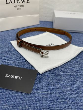 L0ew* belt in calfskin 15mm silver hardware brown