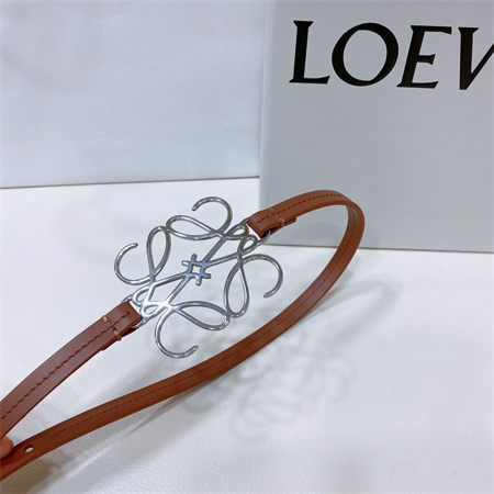 L0ew* belt in calfskin 10mm silver hardware brown
