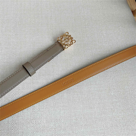 L0ew* belt in grained calfskin 20mm gold hardware grey/brown