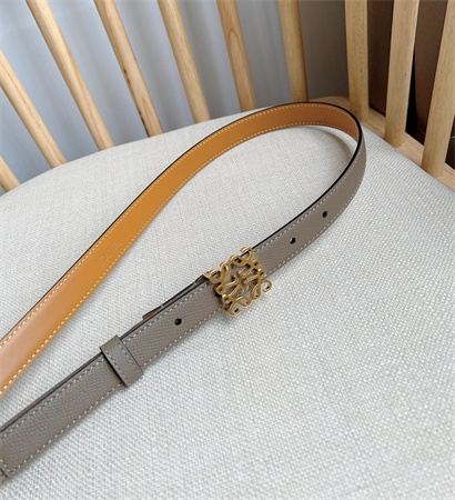 L0ew* belt in grained calfskin 20mm gold hardware grey/brown
