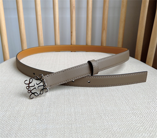 L0ew* belt in grained calfskin 20mm silver hardware grey/brown