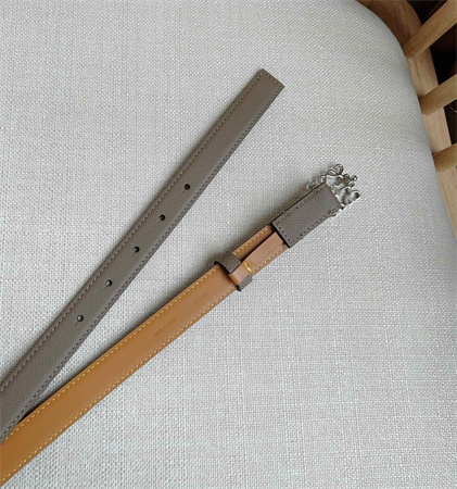 L0ew* belt in grained calfskin 20mm silver hardware grey/brown