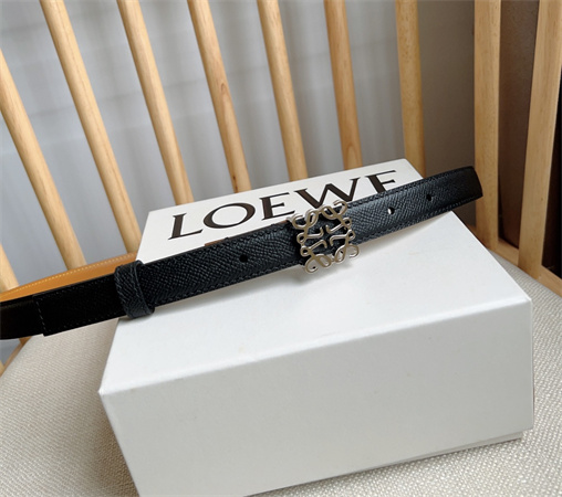 L0ew* belt in grained calfskin 20mm silver hardware black/brown