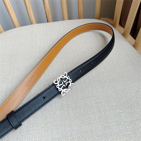 L0ew* belt in grained calfskin 20mm silver hardware black/brown