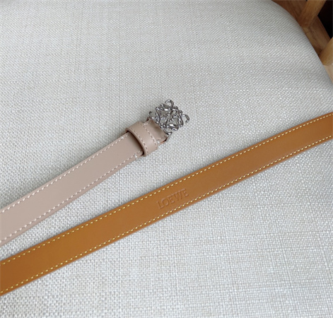 L0ew* belt in smooth calfskin 20mm silver hardware nude pink/brown