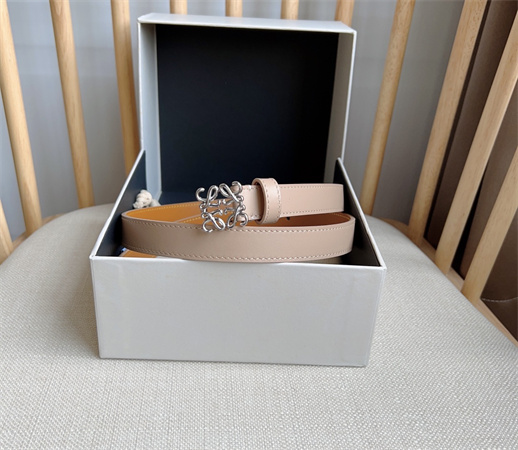 L0ew* belt in smooth calfskin 20mm silver hardware nude pink/brown