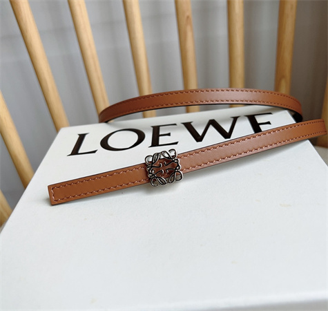 L0ew* belt in calfskin 10mm silver hardware brown/black