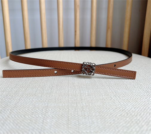 L0ew* belt in calfskin 10mm silver hardware brown/black