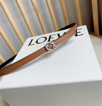 L0ew* belt in calfskin 10mm silver hardware brown/black