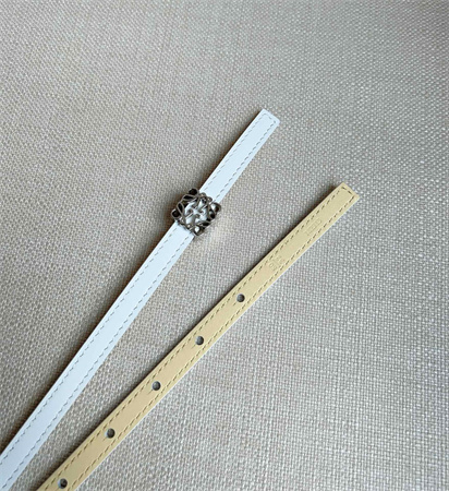 L0ew* belt in calfskin 10mm silver hardware white