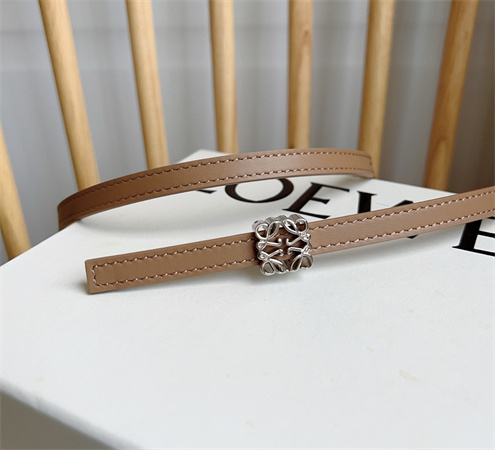 L0ew* belt in calfskin 10mm silver hardware brown