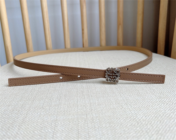 L0ew* belt in calfskin 10mm silver hardware brown