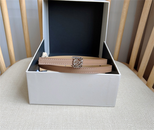 L0ew* belt in calfskin 10mm silver hardware brown