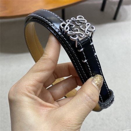 L0ew* belt in calfskin 15mm silver hardware black/brown