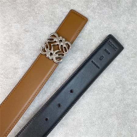 L0ew* belt in calfskin 30mm silver hardware brown/black