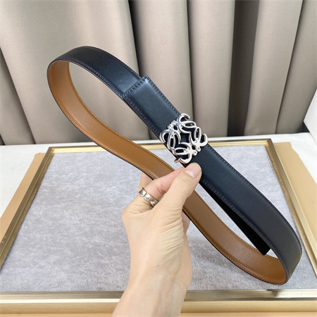 L0ew* belt in calfskin 30mm silver hardware brown/black