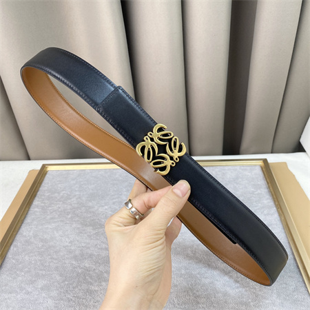 L0ew* belt in calfskin 30mm gold hardware brown/black