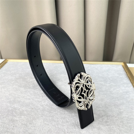 L0ew* belt in calfskin 30mm silver hardware black