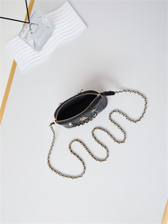 Cha.nel Clutch With Chain Shiny Lambskin & Gold-Tone Metal Black AP3354