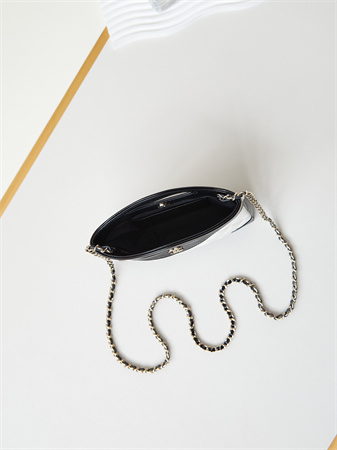 Cha.nel 31 Nano Chain Bag Lambskin Gold Tone Metal White/Black AS3656