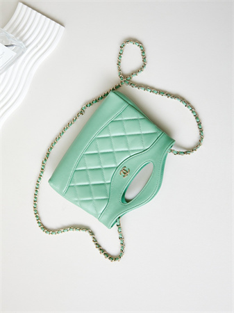 Cha.nel 31 Nano Chain Bag Lambskin Gold Tone Metal Green AS3656