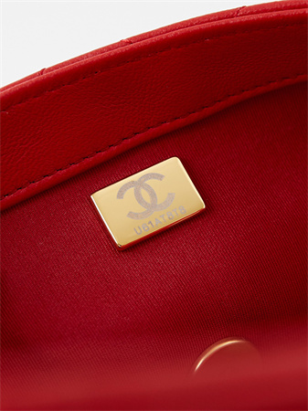 Cha.nel Mini Flap Bag Lambskin Gold Tone Metal Red AS4947