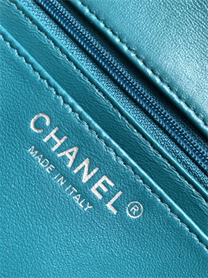 Cha.nel Mini Classic Flap Bag Tweed Gold Tone Metal Green