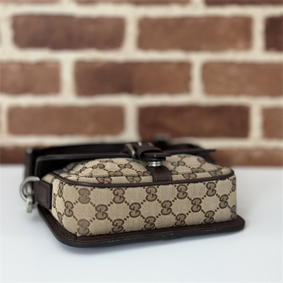 gu.cci gg S*per mini bag beige and ebony original gg canvas and brown leather 795213