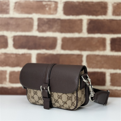 gu.cci gg S*per mini bag beige and ebony original gg canvas and brown leather 795213