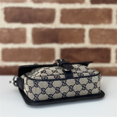 gu.cci gg S*per mini bag beige and ebony original gg canvas and navy leather 795213