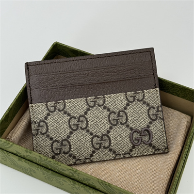 gu.cci bi-color card case with gg detail S*p*e canvas brown 795230